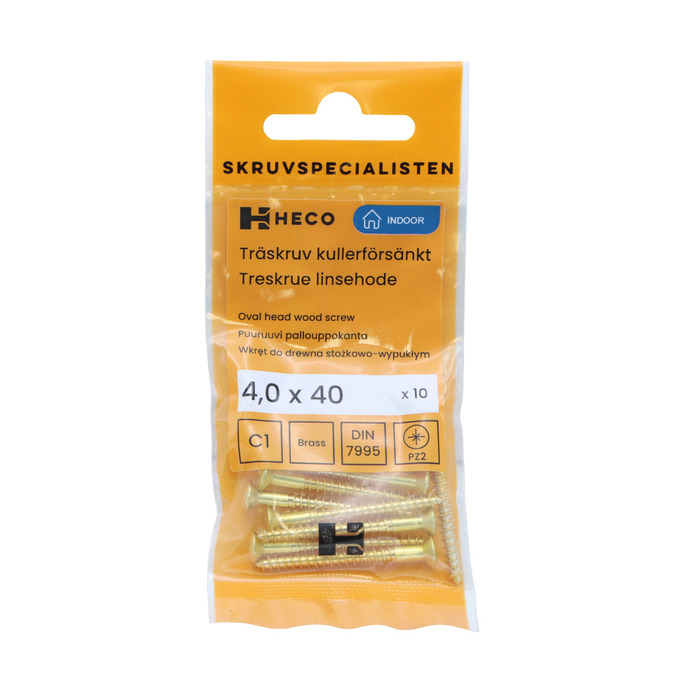 Träskruv Mässing TKFX 4 x 40 mm 10-pack Heco